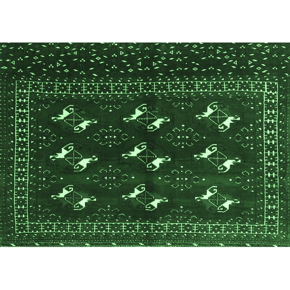 Ahgly Company Indoor Rectangle Persian Emerald Green Traditional Area Rugs, 7' x 9'