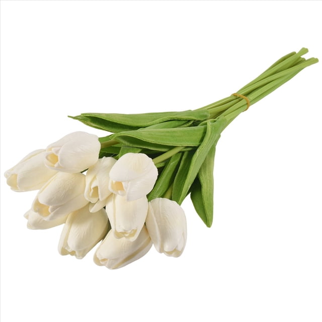 20 Piezas Blancas 13.8 Pulgadas Flores de Tulipanes Artificiales para la DecoracióN Del Partido, Hogar Boda