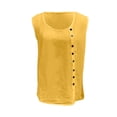 thumbnail image 4 of JIAYUE Women's T Shirt Fashion U Neck Solid Color Linen Sleeveless Tank Tops Buttons Casual Loose Fit Summer Breathable Lightweight Vest For Daily Vacation Wear, 4 of 5