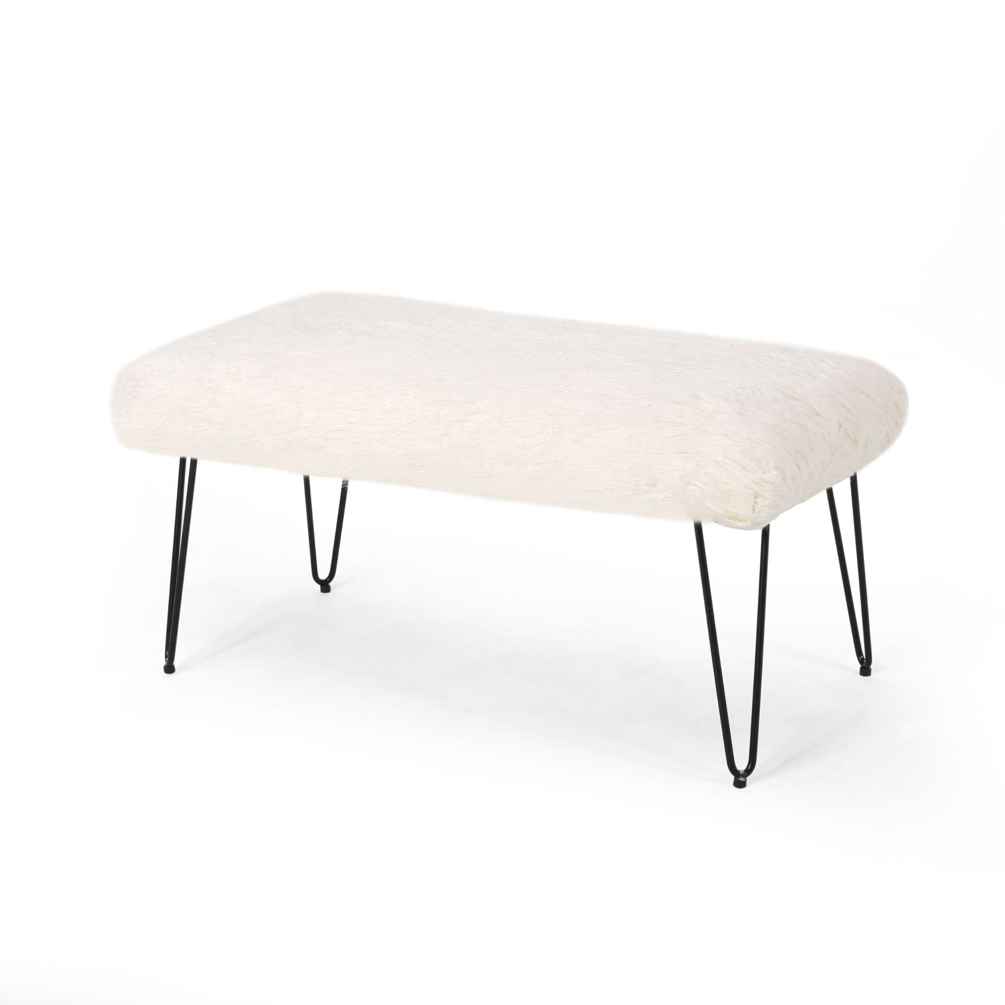 34" White and Black Contemporary Rectangular Bench