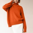 thumbnail image 2 of Lovskoo Sweaters for Women Turtleneck Trendy Casual Wear Long Sleeve High Neck Sweater Orange, 2 of 8