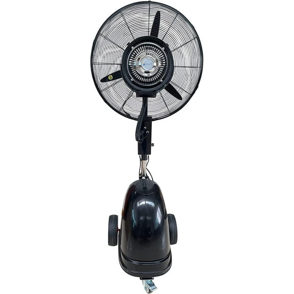 Cool-Off Island Breeze Oscillating Misting Fan, 3 Cooling Speeds with 12 Gallon Tank, Adjustable Height, Art Deco Pedestal Fan for Backyards, Patios and More, 26 inch, Black