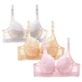 thumbnail image 1 of Puntoco Sujetadores sin aros para mujer, 3 piezas, ropa interior con hebillas delanteras y estampado de leopardo para mujer, sujetador sin cierre de acero, 1 of 2