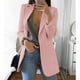 thumbnail image 3 of Chaqueta Blazer de Oficina de Trabajo con Solapa para Mujer Ropa de Abrigo Informal de Manga Larga Longitud de Cadera, 3 of 4