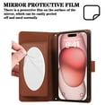 thumbnail image 6 of Allytechgroup Wallet Case for Apple iPhone 16 Pro Max with Crossbody Strap Hand Wrist, Makeup Mirror Cards Slots Cash Pocket RFID Blocking Flip Stand Slim Case Cover for iPhone 16 Pro Max, Brown, 6 of 9