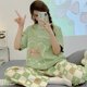 thumbnail image 1 of Pijama de algodón de dibujos animados para mujer, ropa de dormir de manga corta, pantalones largos, moda coreana, ropa de casa con estampado de conejo, verano, nuevo, 1 of 4
