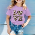 thumbnail image 2 of JAJAHO Girls Graphic Tee Shirt Short Sleeve Crew Neck Casual Leopard Love Letter Printed Cute Summer Tshirts For Kids 3-13 Years Stylish Tops, 2 of 4