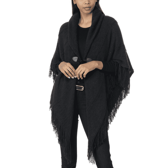 Charter Club Women's Raschel-Knit Toggle Poncho Wrap
