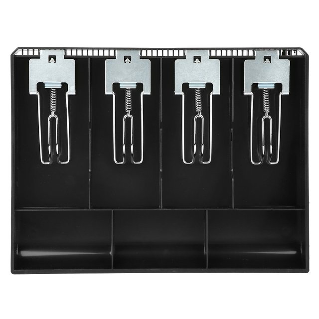 Qiilu Cash Drawer Register Insert Tray Replacement Cashier Four Box with Metal Clip, Cash Register Insert Tray, Cash Register Insert