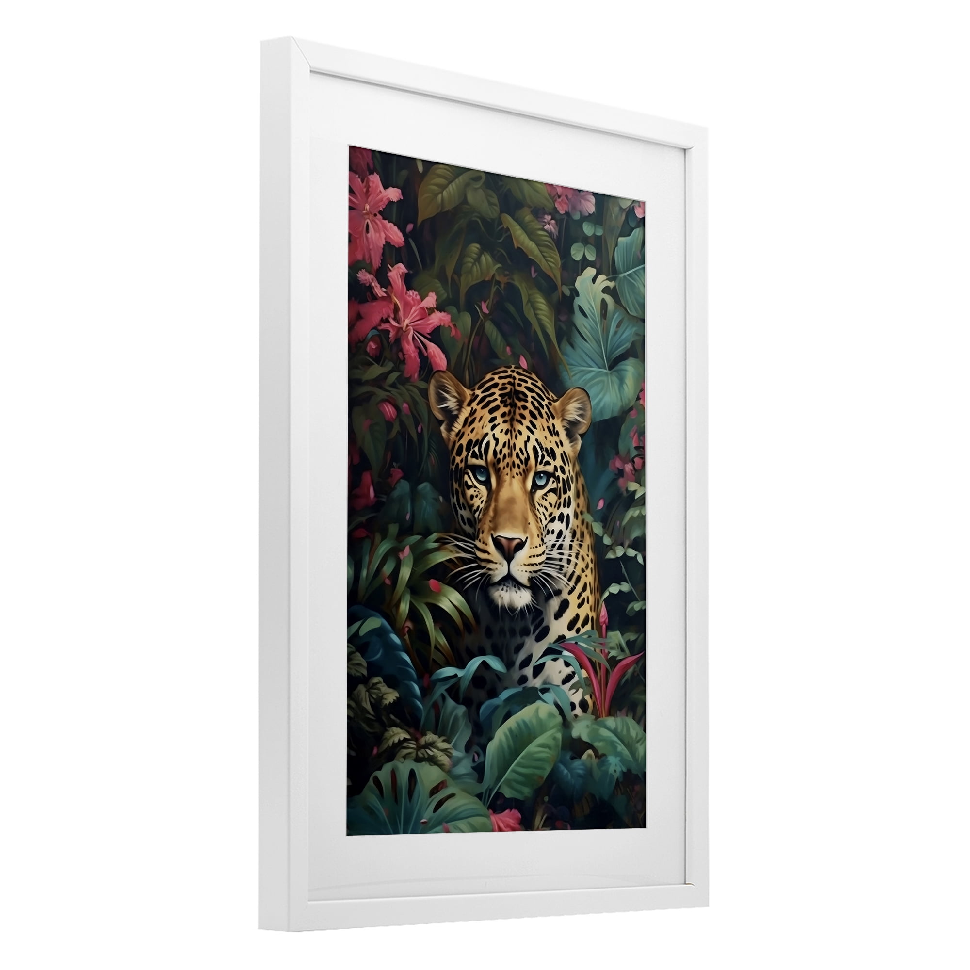Stupell Industries Jaguar with Silent Emerald Gaze White Framed Print Under Glass, design by Creative Studio