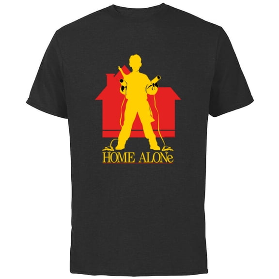 Home Alone Kevin McCallister Silhouette House Logo Retro - Short Sleeve Cotton T-Shirt for Adults - Customized-Black