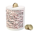 thumbnail image 3 of Modern Piggy Bank, Ink Handwritten Popular Country Capitals with Fashion Words Art, Ceramic Coin Bank Money Box for Cash Saving, 3.6" X 3.2", Red Black and White, by Ambesonne, 3 of 4
