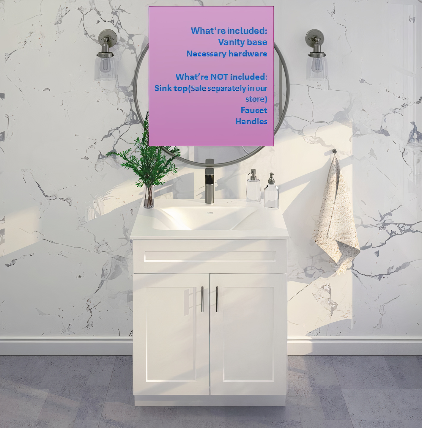 White Shaker Sink Base Bathroom Vanity Ready-to-Assemble Cabinet 30" Width