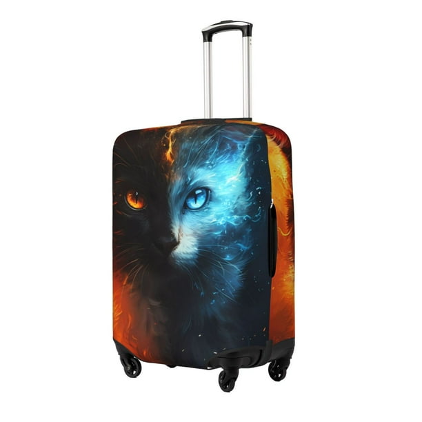 Balery Red And Blue Fire Cat Funda de equipaje, fundas para maletas, elástica, lavable, protector de maletas, compatible con maletas de 18 a 32 pulgadas-Medium