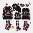 thumbnail image 1 of Pijamas familiares a juego de Navidad, conjunto de pijamas de Feliz Navidad, astas de alce, cuadros rojos y negros, 1 of 4