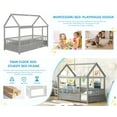 thumbnail image 5 of Bellemave Twin Size House Floor Bed with High Fence Guardrails Wooden Playhouse Bed Frame Twin Floor Bed with Roof Montessori House Bed Frame, (Twin, Gray), 5 of 13