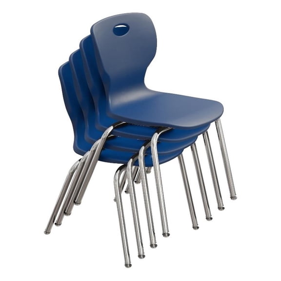 Correll CSC 18" Classic Metal/Plastic Stacking Student Chair - Navy (Set of 4)