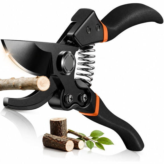 8.5" Professional Pruning Shears - Cuts 4X Easier with Ultra Sharp Japanese Steel Titanium Blade, Arthritis Friendly Garden Scissors & Plant Clippers, Effortlessly Prunes 3/4" Branches