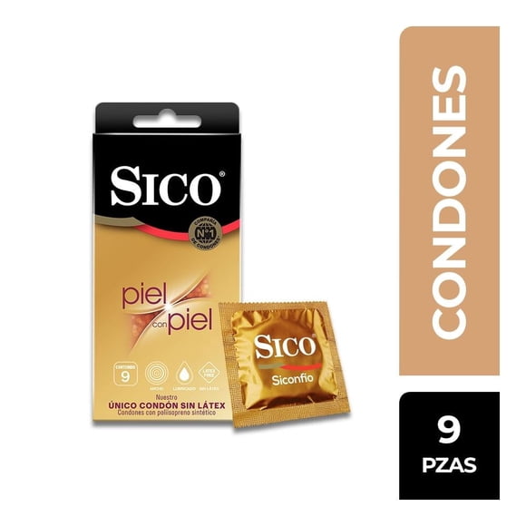 Condones Sico Piel con Piel sin látex 9 pzas
