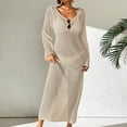 thumbnail image 3 of Bovxnpu Long Sleeve Dress for Women, Women Long Sleeve Dress Plus Size Vacation Beach Sun Protection Backless V Neck Dress Maxi Dress Spring Fall Outfits, 3 of 5