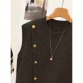 thumbnail image 6 of 1pc Solid Color Cropped Round Neck Asymmetrical Button Design Fashion Layering Sleeveless Knit Vest Tank Top Summer, Effortless Style, 6 of 9