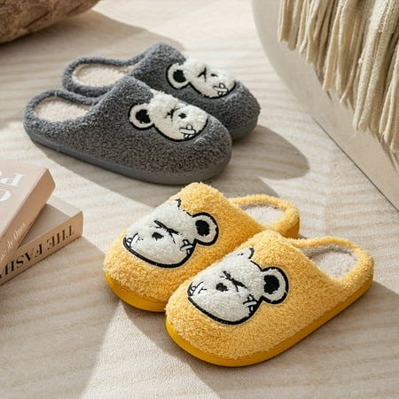 

Cute Cartoon Furry House Shoes for Boys - Comfortable Non Slip Soft Bottom Walking Shoes for Indoor Autumn and Winter - Cozy Kids Slippers