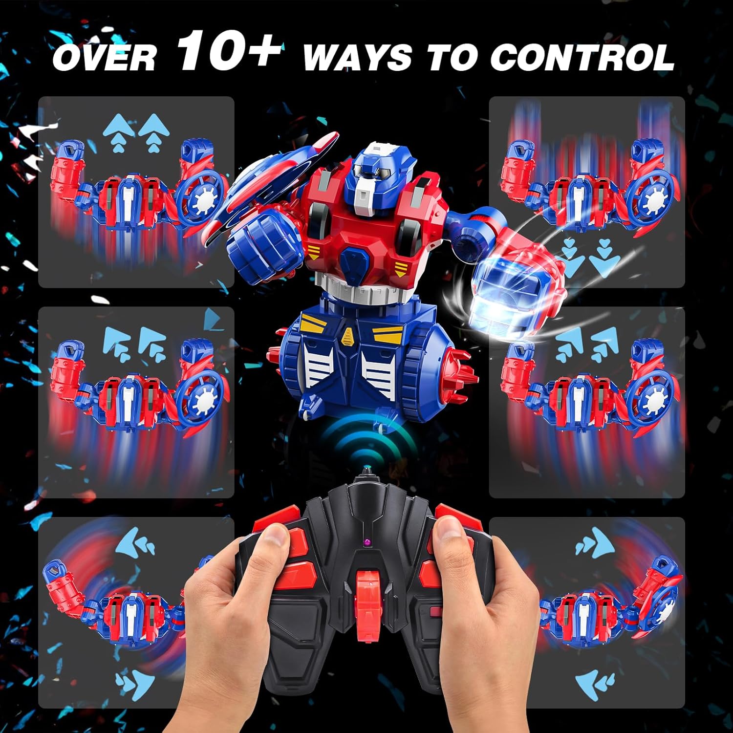 Remote Control Robot Toys, Fighting Robot 360-Degree Rotatin, with Shields and Realistic Sound Effects, Dueling Robots for Kids Ages 6-8, Red