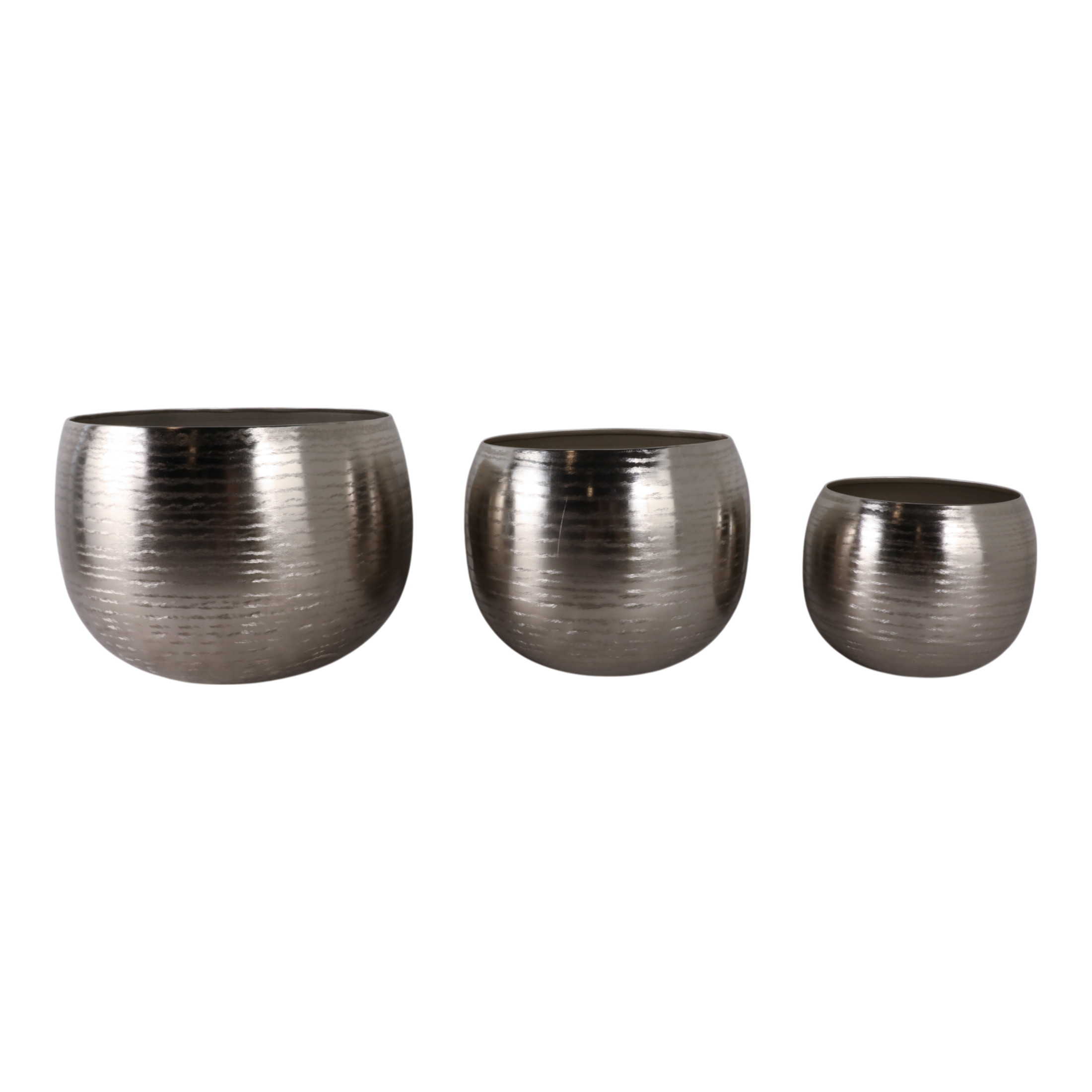 Modern Planters and Flower Pots for Home Decor - Metal Plant Pots Perfect for Indoor and Outdoor Houseplants - Stunning Accent for Garden, Patio, and Living Room Decor Set of 3 - 11", 10", 8" Silver