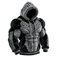thumbnail image 5 of Men's Fuzzy Sherpa Pullover Hoodie 3D Printed Long Sleeve Sport Pocket Military Hoodies Winter Gym Hooded Sweatshirts Grey L, 5 of 5