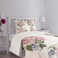 thumbnail image 3 of Ambesonne Rose Quilted Bedspread Set 2 Pcs, Springtime Bouquets Nature, Twin Size, Pale Pink Reseda Green, 3 of 5