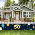 thumbnail image 4 of Black Background Happy 50th Birthday Banner with Golden Balloons Crowns Stars and Cakes Party Decoration Backdrop for Birthday Parties Photography Props Celebrations, 4 of 7