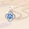 thumbnail image 2 of SFTING 925 Sterling Silver Elegantly Lucky Four Leaf Clover Halo Pendant With 1CT Cubic Zirconia Necklace Gift for Women Wife Mom, 2 of 8