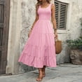 thumbnail image 4 of SWSMCLT Women's Autumn Dresses Billowy Dress Empire Waist Breathable Sundress Calf Length Comfy Casual Pink Medium, 4 of 5
