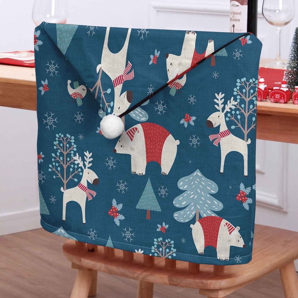 Teissuly Christmas Decorative Chair Cover Short Plush Chair Backrest Cover Santa Claus Series Teissuly WER202312131424