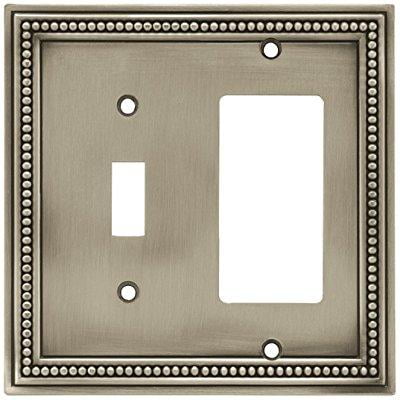 Brainerd 64740 Beaded Single Toggle Switch/Decorator Wall Plate / Switch Plate / Cover, Brushed Satin Pewter
