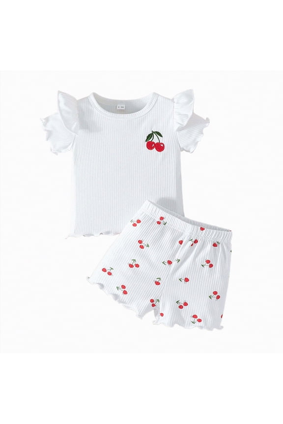 Toddler Baby Girl Summer Clothes Set Kid Outfits Short Sleeves T-Shirt Tops + Shorts Cute Outfits Set For Kids Summer Outfits 6-12 Months 2t 3t 4t 5t (Sizes 2-3 Years,H03-White)