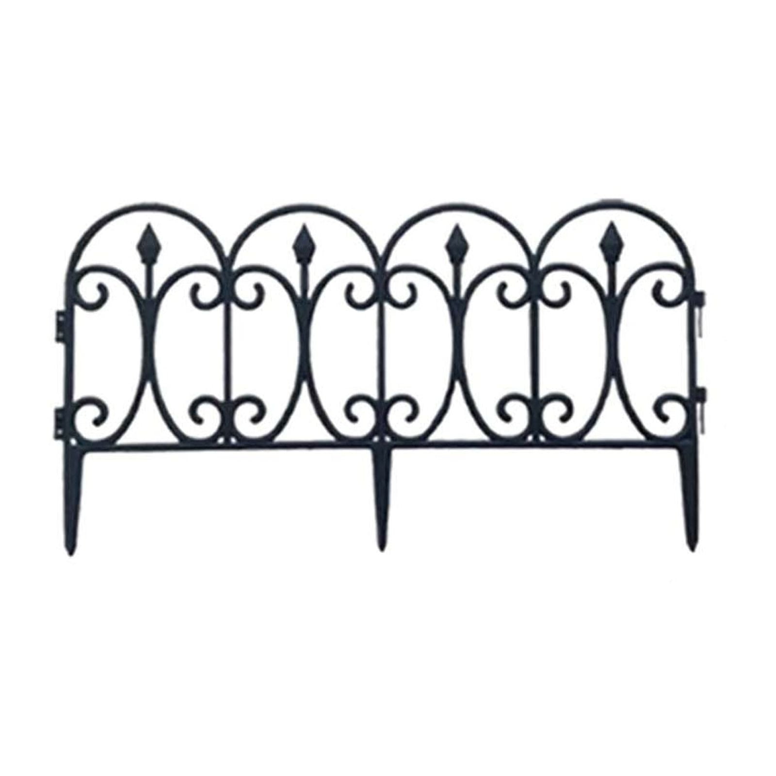 6 Pack Plastic Picket Fence for Garden Edging, Flower Bed Borders, Lawn & Landscape Decor, Easy Assembly Foldable Panels with Ground Spikes, Weather-Resistant