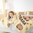 thumbnail image 4 of Homewish Cute Capynara Kapibara Bedding Comforter Set,Geometric Striped Line Twin Comforter Sets,Brown Beige Bedding Set For Kids,Super Cozy Room Decor Reversible,2-Piece, 4 of 8