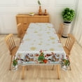 thumbnail image 2 of Nanqianyi Christmas Tablecloth Snowman Santa Rectangle Tablecloth 60 x 102 inch, Gold Snowflake Print Table Cover for Christmas Family Gathering, 2 of 6