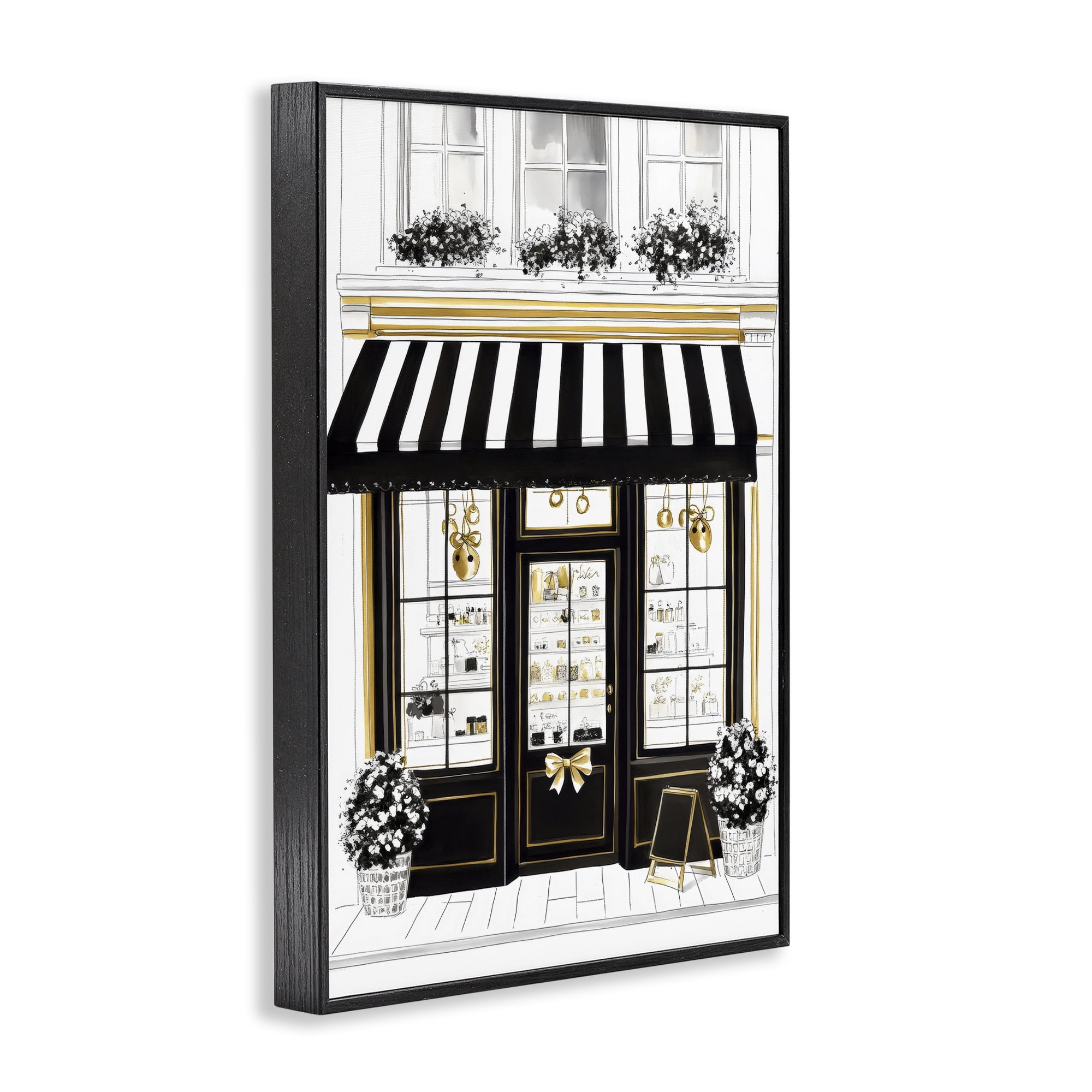 Stupell Industries Paris Storefront Window Display Black Framed Giclee Art, design by Petal Prints Design