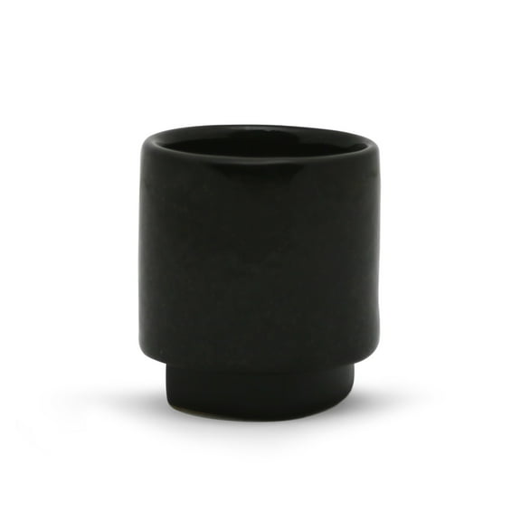 WGV Small Unique Black Cylinder Ceramic With Base - 3" Wide x 3" Height, Good quality, Heavy Weighted Base - 1 Pc