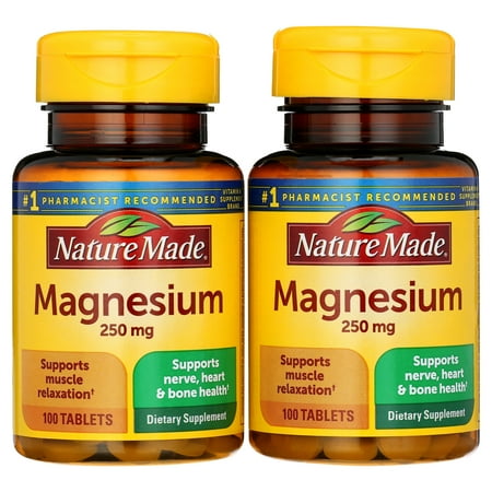 Nature Made Magnesium 250 mg Tablets 100 ea (Pack of 2)