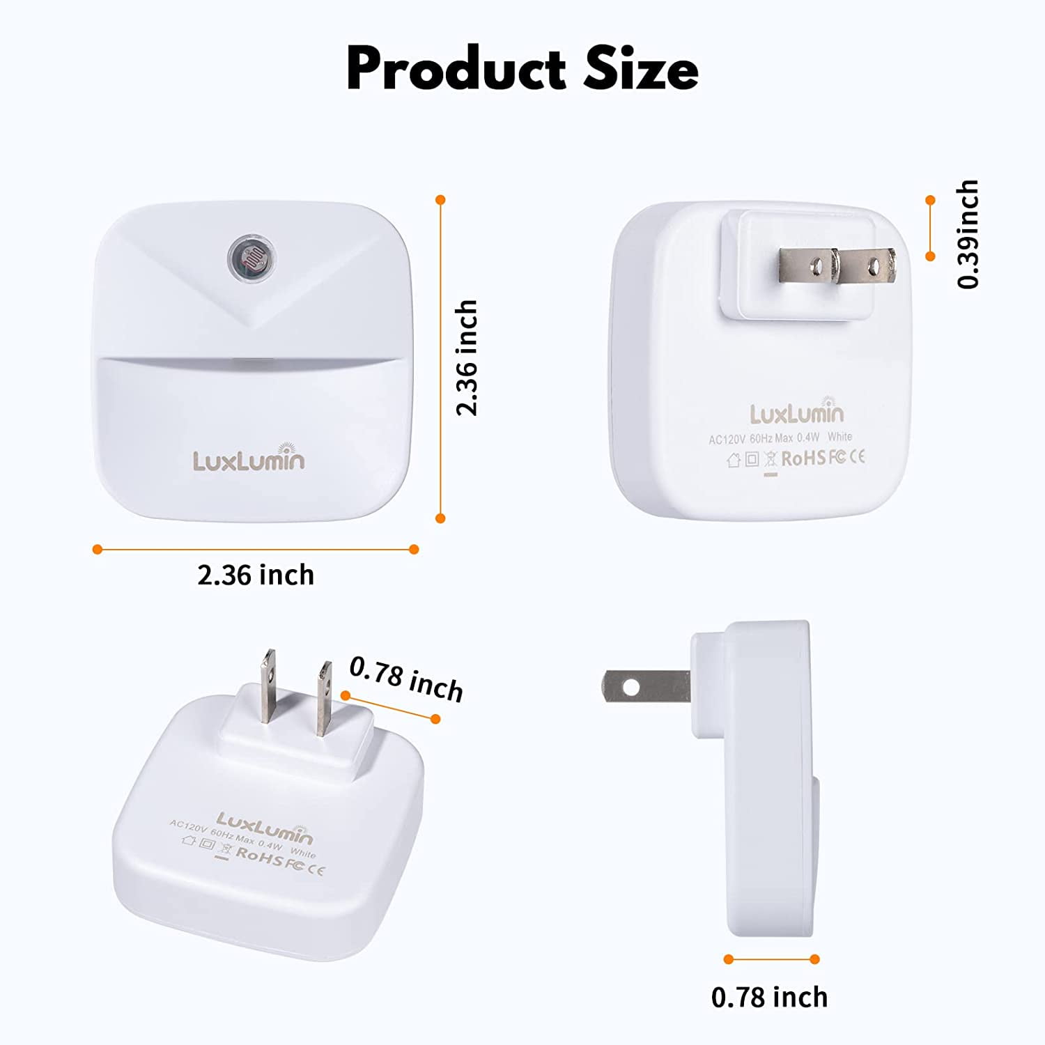 LED Night Lights Plug into Wall with Dusk-to-Dawn Sensor, Automatically Turn on and Off,Night Light for Kids,Bedroom,Bathroom,Stairs,Warm White, 6 Packs
