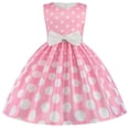 thumbnail image 1 of Yanlir Robe d'Été Princesse pour Filles 2025 Mode Sans Manches à Col Rond Robe Imprimée avec Nœud pour un Style Décontracté et Stylé (Rose, 8-9 Ans), 1 of 3