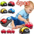 thumbnail image 1 of 4 unids/set mariquita coches de juguete accionados por fricción empujar y tirar coches juguetes para niños regalos, 1 of 5