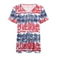 thumbnail image 5 of Fiudx Ofertas Flash Del Día Solo En Línea Blusa Superior con Estampado de Manga Corta y Cuello En V, Cómoda E Informal, a La Moda para Mujer, 5 of 5
