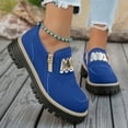 thumbnail image 3 of Rokment Women's Metallic Chunky Loafers 2026 Spring Fall Fashion Casual Leather Zip up Platform Oxfords British Walking Shoes for Women Blue Size 7, 3 of 6