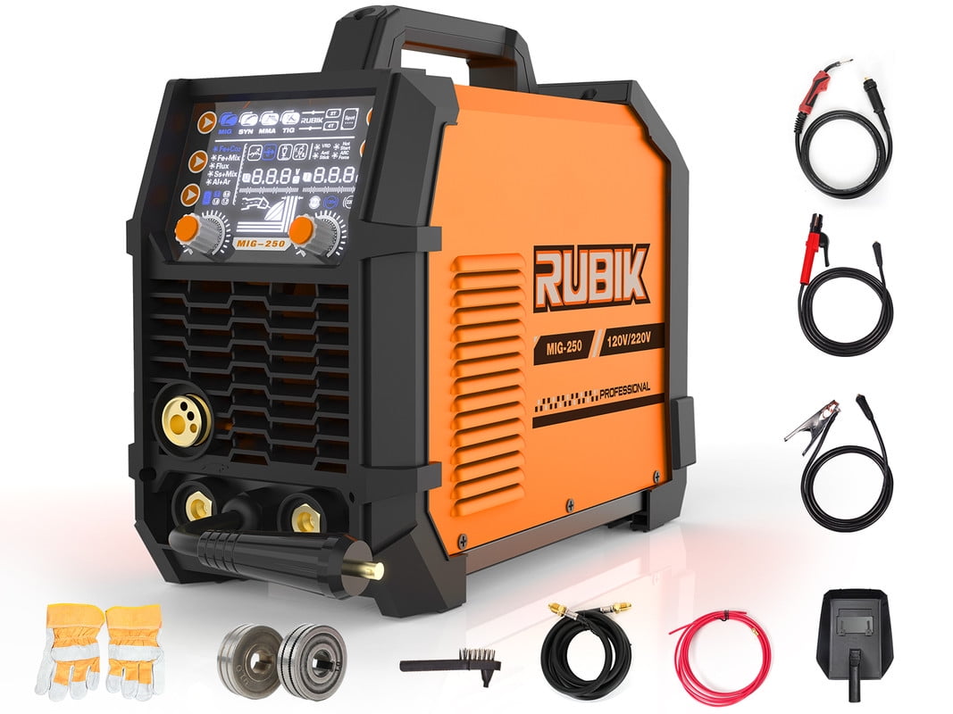 Rubik Mig Welders 110V 220V,250A Aluminum and Carbon Steel Welding Machine,5 IN 1 Welders Machine