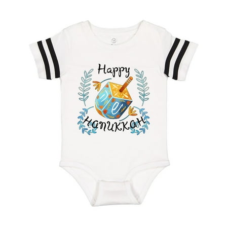 

Inktastic Happy Hanukkah Dreidel and Laurels Gift Baby Boy or Baby Girl Bodysuit