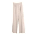 thumbnail image 4 of lmcalzta Womens Wide Leg Pants Drawstring Elastic Waisted Loose Casual Solid Color Knitted Trousers with Pockets, 4 of 6